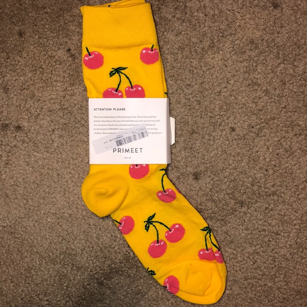 yellow cherry high socks